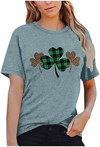 Ženske majice s printom na Dan svetog Patrika, irski kratki rukav, djetelina, djetelina, bluza širokog kroja, majice, vrhovi