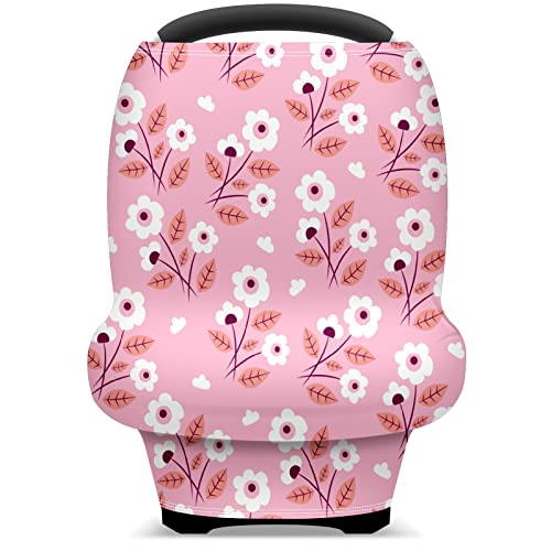 Dječje autosjedalice pokriva bijeli cvjetovi ružičasta pozadina za njegu dojenja šal za kolica za bebe za bebe s višestrukim