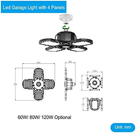 Jabey LED garažno svjetlo, LED garažna svjetla koja se mogu deformabilna s LED preklopnom podesivom stropnom svjetiljkom