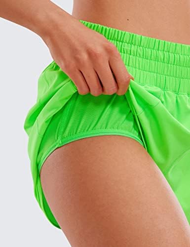 CRZ joga visoki struk trčanja za žene za žene 2,5 - Mesh Liner Brzi Sport Athletic Workit Shorts s džepom s patentnim zatvaračem