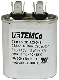 TEMCO 5 UF/MFD 370-440 VAC Volts ovalni kondenzator 50/60 Hz AC Električno -Lot -1