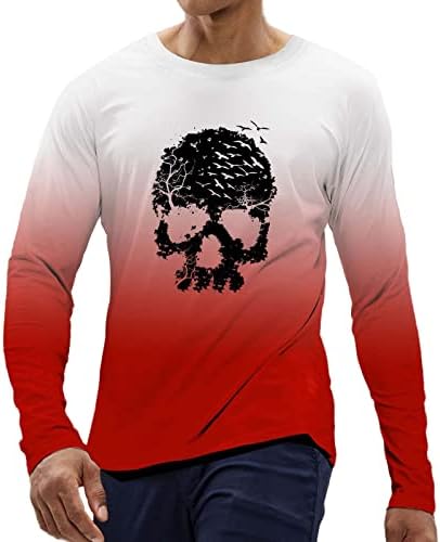 Xxzy 2022 Halloween muški Halloween horor gradijent majica majica majica dugih rukava Top tamna muška odjeća