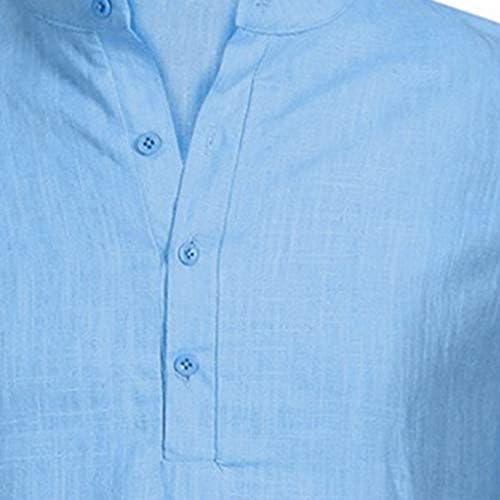 UBST pamučne lanene košulje Henley košulje za muške kratke rukave ljetne plaže vrhovi vitka košulja s laganim gumbom bez