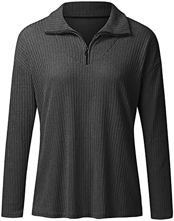 Džemper za vrat za žensku posadu s dugim rukavima ovratnik pola patentnog zatvarača pulover pleteni džemper gornji slatki