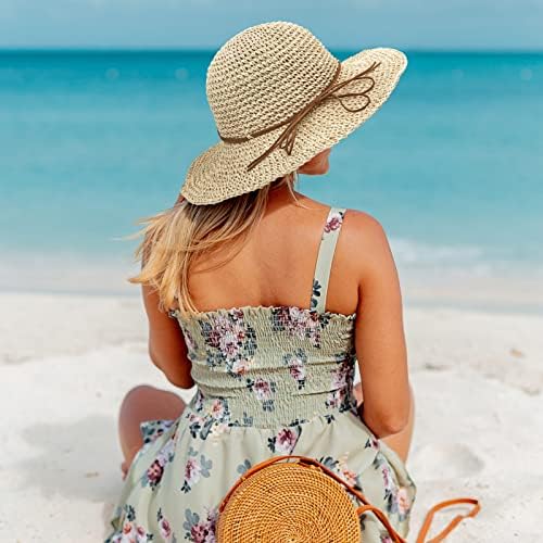 Šešir sa kantom široki obrub Sa sklopivi sunčani šešir kašica kašika ljetna slamna disketa plaža šešir upf šešir za žene
