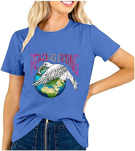Ženske košulje u izboru ležerna modna ljetna široka majica kratkih rukava s okruglim vratom s printom