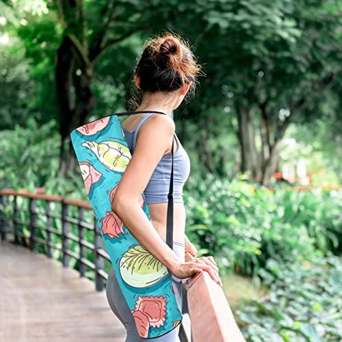 Šarene crtane knedle joga prostirke torbe s punim zipom joga za nošenje za žene muškarce, vježbač joga prostirke s podesivim