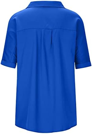 Hvyesh Business casual majice za žene pola rukava ljetni radni vrhovi 2023 Trendy gumb Down Laver Collar izlazeći bluze