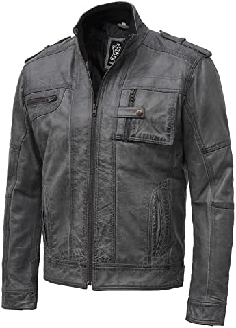 Fjackets Prava jakna od janjenja motocikla za muškarce - stilska muška kožna jakna