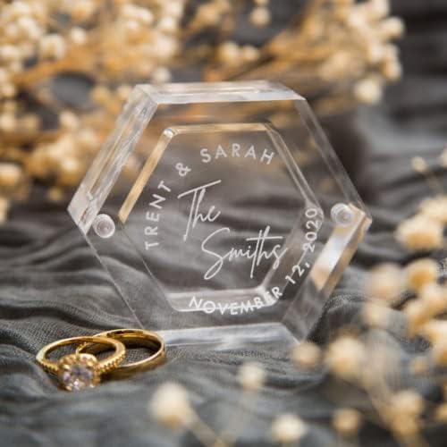 Ter Personalizirani Clear Hexagon vjenčani prsten, ugravirana romantična kutija za vjenčanja, kutije za vjenčanje za ceremoniju,