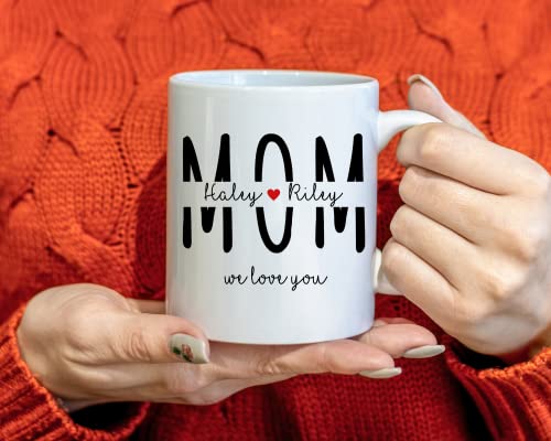 Personalizirana mama kava šalica s djecom imena, Majčin dan, poklon za majke od kćeri, sina, djeca imenuju šalicu kave za