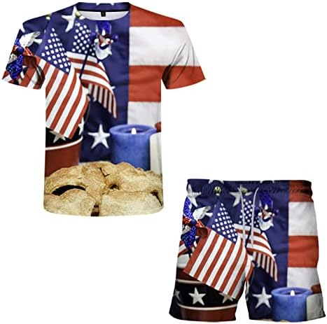 Wocachi tiskanje 3D Day Summer American Cookies Muški set za zastavu neovisnosti casual muškarci odijela i postavlja muški