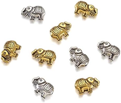 60pcs tibetanski metal Sretan slon odstojnik šarm perle antičko Zlato srebro detaljno rezbarene životinjske perle 8.5 913