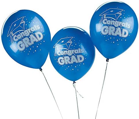 Fun Express - Blue Congrats Grad balon za lateks za maturu - Dekor zabave - baloni - baloni od lateksa - diplomiranje - 48