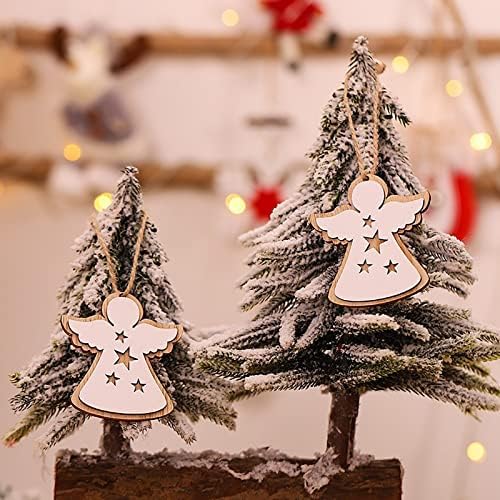 Vijenac za kamin mantel akumulator od 2 pcs božićni viseći ukrasi od drva šupljeg rezanja drva privjesci drveni bauble rustikalni
