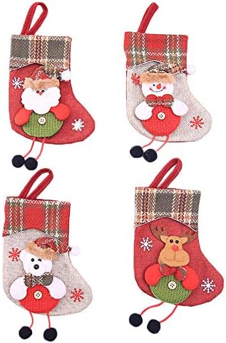 Djed Mraz čarapa Mini božićna torba Viseće božićne slatkiše Dekor Drveni poklon Poklon Uredni dekor Faux prozorska rasvjeta