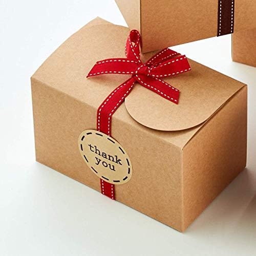 Hailee Cherie-smeđe Kraft kutije za poklon poslastice s vrpcama i naljepnicama Hvala - 6,5 do 4 do 4 inča - karton debljine