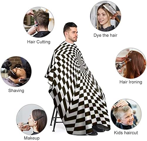 Ogrtač kose za muškarce žene, iluzija crno bijela geometrija velika ogrtač ogrtača s podesivim zatvaračem vodootporni salon