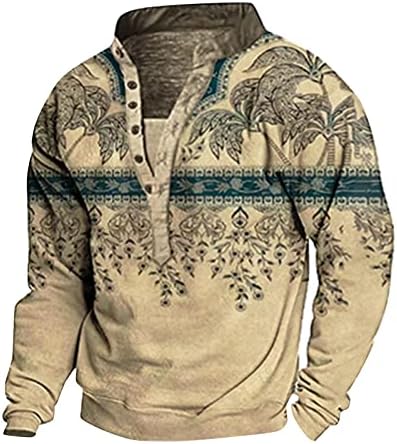 Muška dukserica s digitalnim printom od 3 inča modni džemper s dugim rukavima vrhovi Vintage pulover s ovratnikom s gumbima