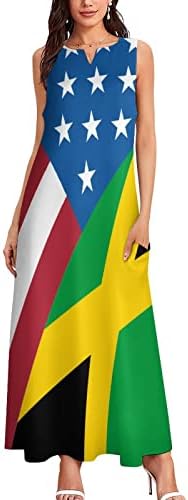 Američka zastava Jamajke, ženske ljetne maksi haljine bez rukava s dubokim dekolteom u obliku slova U, široka duga haljina,