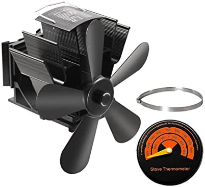 ; Crni kamin 5 lopatica ventilator peći s toplinskim pogonom plamenik na drva ekološki prihvatljiv tihi kućni ventilator