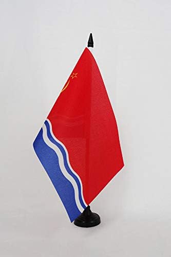 AZ FLAG LATVIJANO SOVITSKI SOCIJALIST RUBILSKA MESTOVA 5 '' X 8 '' - Latvia SSR stol zastava 21 x 14 cm - Crni plastični