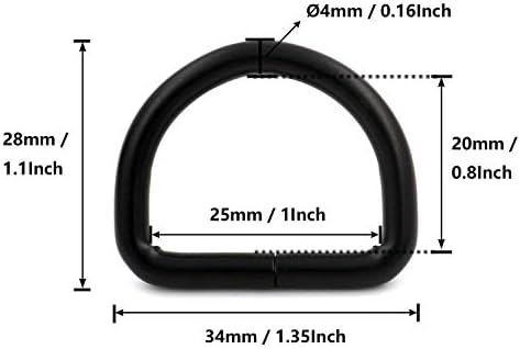 Generička metalna crna d kopča s prstenom 1 prsten unutarnjeg promjera za pakiranje remena od 15