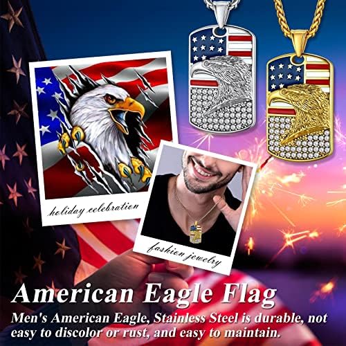 Bestyle američka zastava Patriotska ogrlica teška debela debela pasa od nehrđajućeg čelika Privjesak za muškarce Dječake