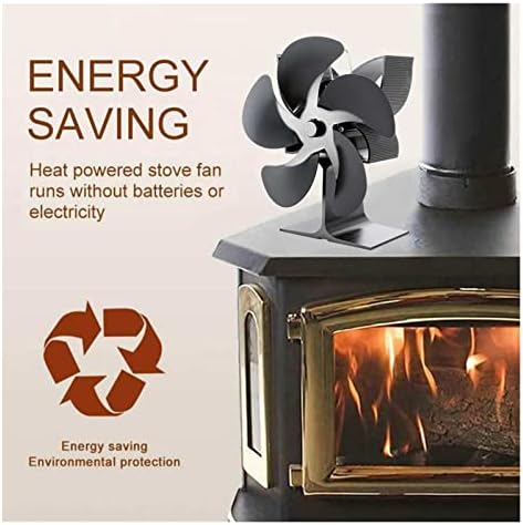 * 5 ventilator s lopaticama za toplinsku peć s plamenikom na drva tihi kućni crni ventilator za kamin učinkovita raspodjela