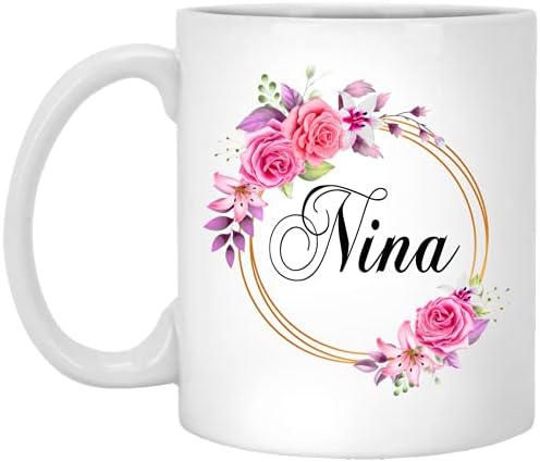 GavinsDesigns Nina Flower Novost Kava bubalo Poklon za majčin Dan - Ružičaste cvjetove Nina u zlatni okvir - Novi cvijet