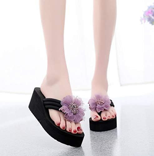 Photno ❤❤ Ženske dame djevojke cvjetni klin visoke potpetice lepršavi protivnici Anti Skid Leisure Slip na sandalama Ljetne