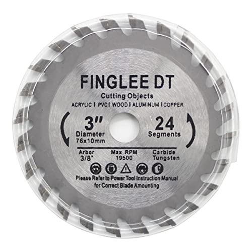 Finglee DT 3 inčni kružna pila, 24 segmenta TCT rezanje diska za drvene plastične kompozitne objekte 76 mm
