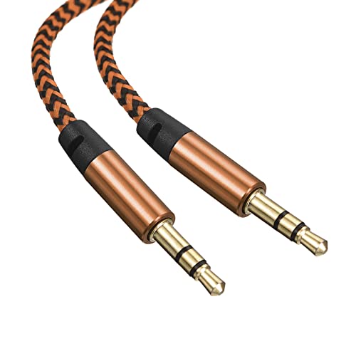 MecCanixity Aux kabel od 3,5 mm muški do muški najlonski pleteni 3ft 3-pol hi-fi stereo zvuk pomoćni kabel narančasto zlato