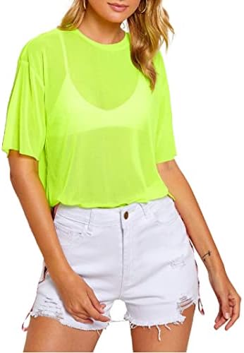 Ženska ljetna majica kratkih rukava prozirna mrežasta prozirna seksi majica bluza