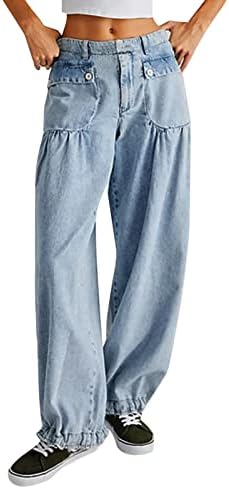 Baggy traperice za žene visoke traper traper hlače s velikim strukom labava fit obrisana vintage 90s cinch donje ulične odjeće