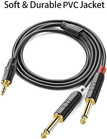 CableCreation 6ft 3,5 mm 1/8 TRS do 2 x 6,35 mm 1/4 TS Mono y kabel za razdjelnik kabela kompatibilan je s iPhone, iPod,