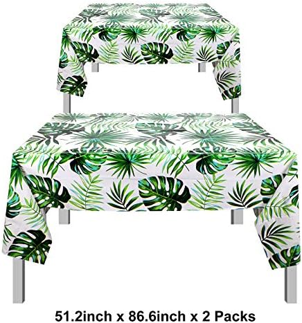 2 komada Havaji palminog lišća stolnjak za stolnjak za jednokratnu upotrebu plastične tropske pravokutne prekrivače za rođendan,