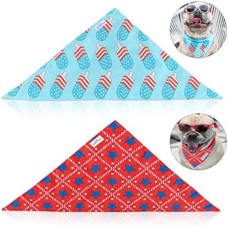 Bajkovita jesenska bandana za pse u premium pamuku s američkom zastavom reverzibilne bandane za pse-šarene i zabavne svečane