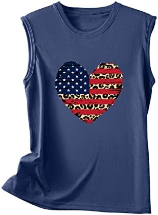 Ženske 4. srpnja Patriotske majice Američka zastava Tenk Srce TOPS Ljetna majica bez rukava USA zastave zvijezde Tee odjeća