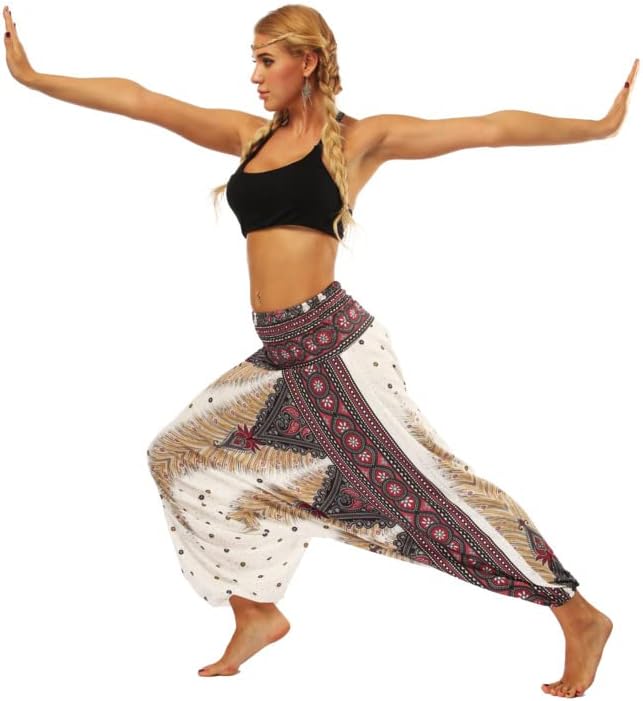 Žene cvjetače labave fit joga visoki struk crokch plesne hlače Indijski stil kostim Tajland tradicionalna odjeća ljubičasta