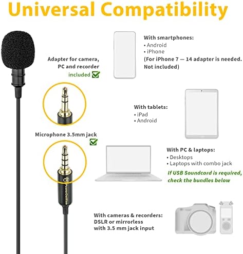 PowerDewise Professional Ocjena 2 Lavalier Clip -On Microphones Set za dvostruki intervju - Double Lav repel Microphone -