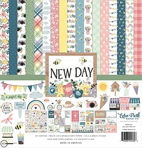 Echo Park Paper Company New Day Collection Kit, White, 12-X-12-inčni