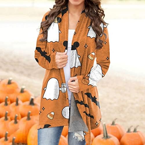 Womens Halloween casual majice print kardigan jakna s dugim rukavima gornji kardigan košulja jakna duga pleteni kardigan