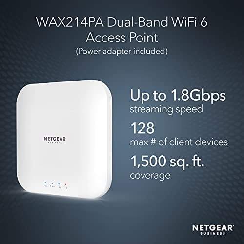 Bežična pristupna točka NETGEAR - Wi-Fi 6 двухдиапазонной brzinom AX1800 | 1 Ethernet port PoE x 1G | Do 128 uređaja | 802.11
