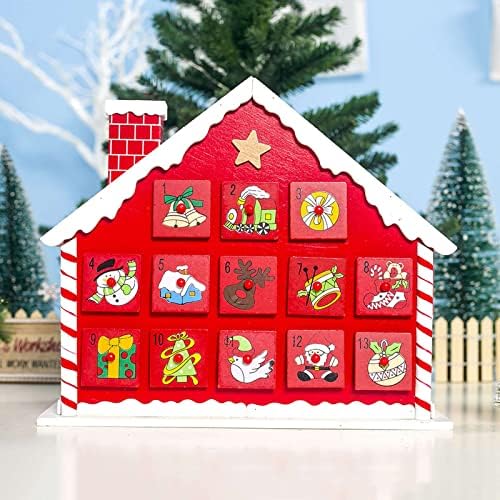 Oslikani kalendar odbrojavanja snježne kupole Božićni drveni adventski kalendar ukras s 24 kutije za pohranu ukras kutija