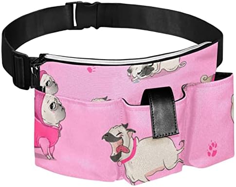 Igranje Pug Dog Smiješno ružičaste torbice za torbice Pockets Work Organizator Torbe držač alata za stolara, konstrukciju,