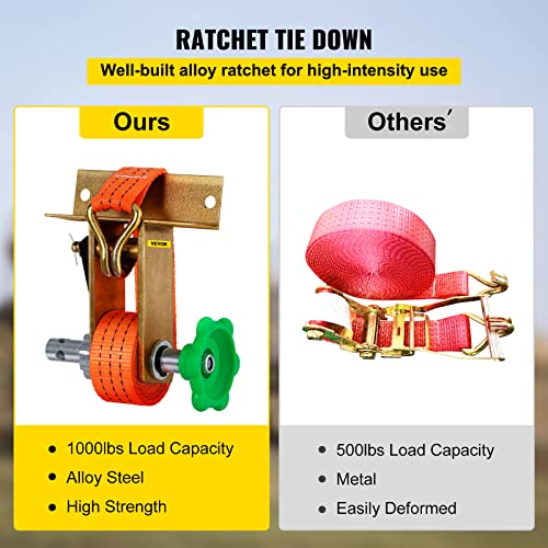 Vevor Rack Ratchet, 1000 lbs opterećenja opterećenja cijevi za nosač, 9 'dužina za vezanje naramenica čelični okvir, kompatibilan