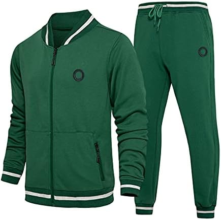 Zuke za muškarce muškarce 2 komada odjeće čvrste duge rukave O Neck Sportsko odijelo zeleno
