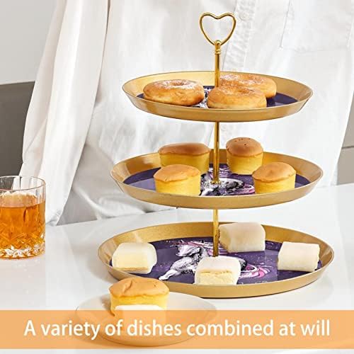3 sloj deserta za tortu Zlatni kolač kolača za čajnu zabavu, vjenčanje i rođendan, dream Big Legend jednorog ljubičasta ljubičasta