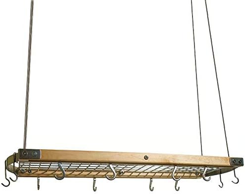 J.K. Adams 36-inčni-12-inčni strop od tvrdog drva mini bar stalak za lonac, metalik siva